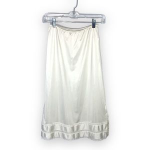 Vintage "Doesn't Slip" Ivory Nylon Half Slip Skirt with Lace Trim